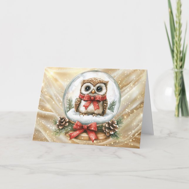 Cartão De Festividades Beautiful Brown Owl Christmas (Frente)
