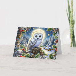 Cartão De Festividades Beautiful Snowy Own in Moonlight Christmas