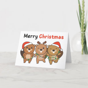 Cartão De Festividades Beaver Animais de Natal Beavernas Feliz Natal H