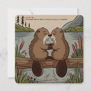 Cartão De Festividades Beaver no Dia dos Namorados