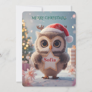 Cartão De Festividades Bebê Coruja Fofo Natal Nome Personalizado