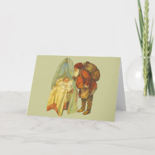 Cartão De Festividades Bebê de Natal Papai Noel Vintage