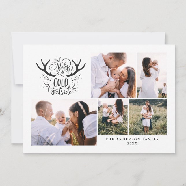 Cartão De Festividades Bebê, está frio fora do feriado natalino (Frente)