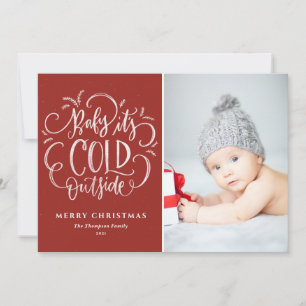 Cartão De Festividades Bebê Está Frio Lá Fora Foto Vermelha de Natal Aleg