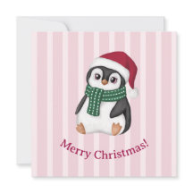 Bebê Pinguim Fofo Usando Chapéu de Papai Noel Nata