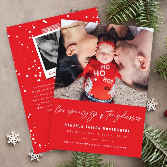 Cartão De Festividades Bebê Primeiro Natal Pequeno Beija Foto Bela Nascim (Criador carregado)