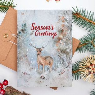 Cartão De Festividades Bebê-Rena Bonita Elegante Aquarela Natal