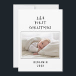Cartão De Festividades bebês, primeira foto elegante desenhada da árvore<br><div class="desc">1 Fotografias bebês primeiro natal desenhado manualmente árvore elegante design</div>