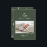 Cartão De Festividades bebês primeiro Natal elegante, desenho de uma árvo<br><div class="desc">1 Fotografias bebês primeiro natal desenhado manualmente árvore elegante design</div>