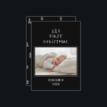Cartão De Festividades bebês primeiro Natal elegante, desenho de uma árvo<br><div class="desc">1 Fotografias bebês primeiro natal desenhado manualmente árvore elegante design</div>