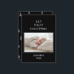 Cartão De Festividades bebês primeiro Natal elegante, desenho de uma árvo<br><div class="desc">1 Fotografias bebês primeiro natal desenhado manualmente árvore elegante design</div>