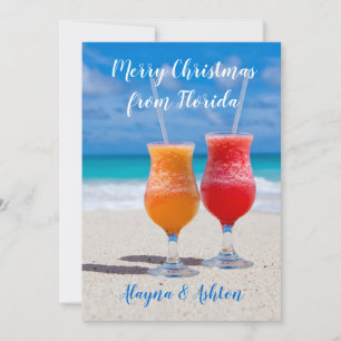 Cartão De Festividades Bebidas na Praia Florida Natal Flat Saudação