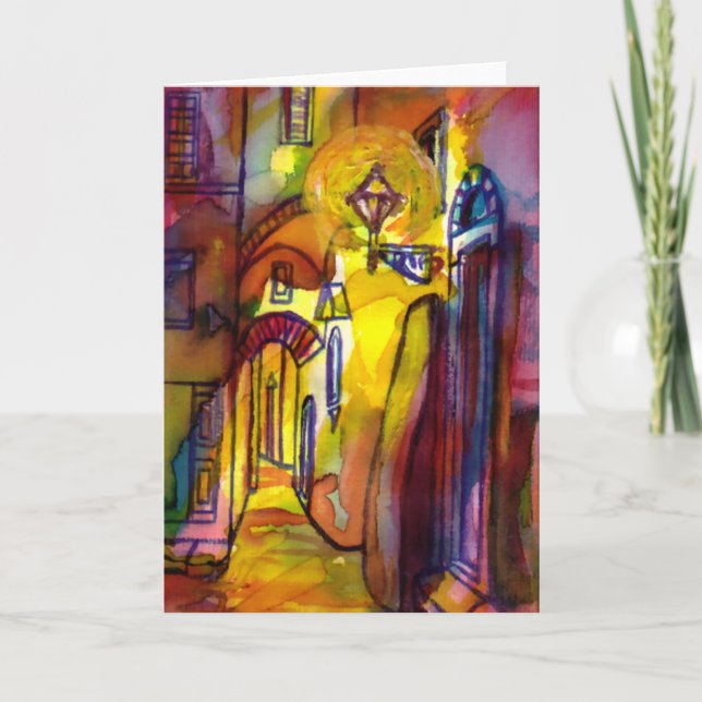 Cartão De Festividades Beco medieval à noite em Florença - detalhes (Frente)