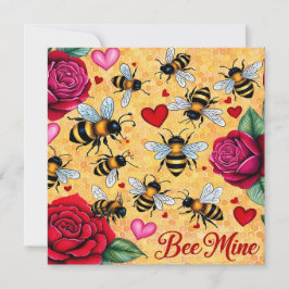 Cartão De Festividades Bee Mine Ouro Honey Love Flat Holiday Card