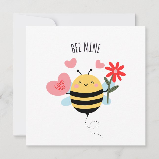 Cartão De Festividades Bee Mine Valentine Flat Card (Frente)
