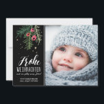 Cartão De Festividades Beeren Rote | Frohe Weihnachten<br><div class="desc">Mit Zeichnung do design dos modernes de Weihnachtskarte</div>