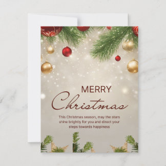 Cartão De Festividades Beige and Cream Feliz Folheto De Natal