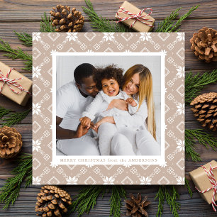 Cartão De Festividades Beige Nordic Snowflake - Foto do padrão