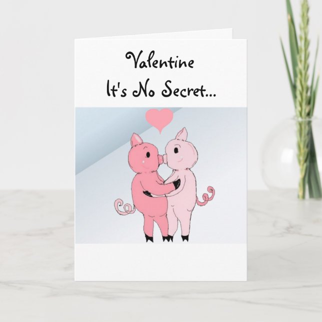 Cartão De Festividades Beijando Piggys (Frente)