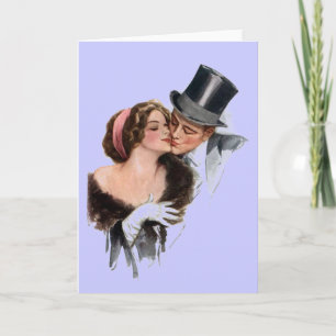 Cartão De Festividades Beijo do Casal Vintage