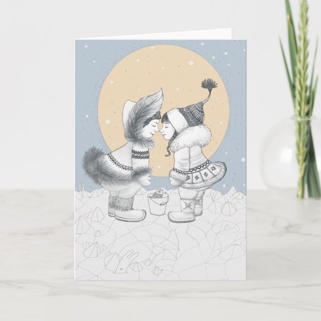 Cartão De Festividades Beijo Eskimo (Frente)