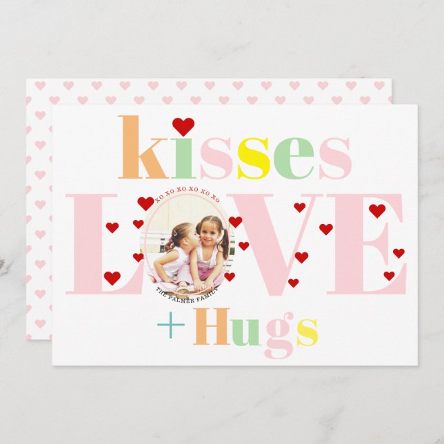 Cartão De Festividades Beijos, amor, abraços Dia de os namorados de fotog (Frente/Verso)