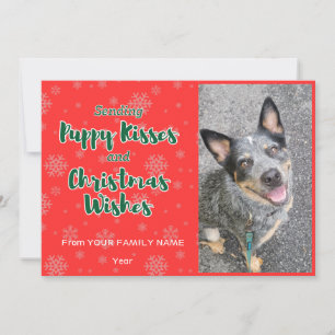 Cartão De Festividades Beijos de Cachorrinho e Desejos de Natal Personali