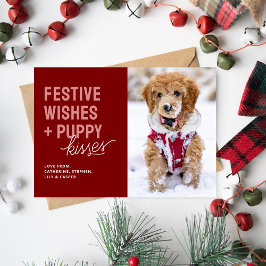 Cartão De Festividades Beijos de Cachorrinho Natalino
