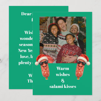 Cartão De Festividades Beijos engraçados de salame foto da família natal