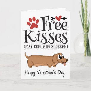 Cartão De Festividades Beijos grátis...e baba de Valentim do cachorro