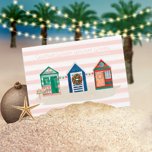 Cartão De Festividades Beira Mar Rosa Desejos Quentes Cabines de Praia Fé