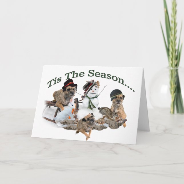 Cartão De Festividades Beira Terrier Tis a estação (Frente)