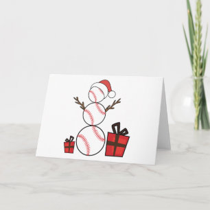 Cartão De Festividades Beisebol Natal Snowman Engraçado