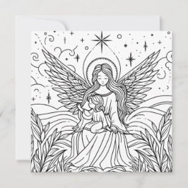 Cartão De Festividades Bela Arte de Colorir Anjo da Guarda