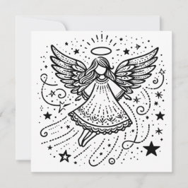 Cartão De Festividades Bela Arte de Colorir Anjo de Natal
