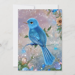 Cartão De Festividades Bela fantasia Pássaro Azul