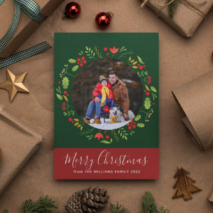 Cartão De Festividades Bela Foto de Grinalda Botânica de Natal