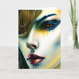 Cartão De Festividades Bela Vampira Goddess Dourada Mística