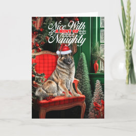 Cartão De Festividades Belga Tervuren Christmas Dog Naughn ou Nice