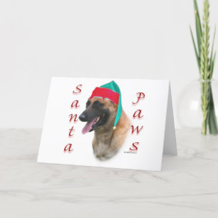 Cartão De Festividades Belgian Malinois Santa Paws