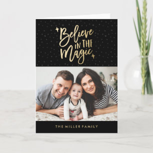 Cartão De Festividades Believe In The Magic Holiday Photo Greeting Card