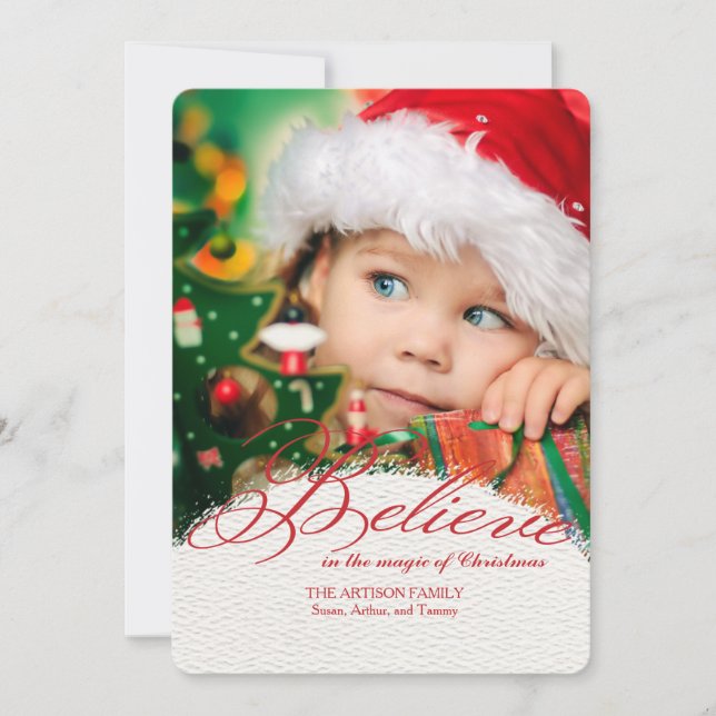 Cartão De Festividades Believe In The Magic Of Christmas Photo Card 2 (Frente)