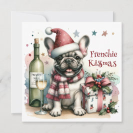 Cartão De Festividades Belo Bulldog Francês Natal Francês Engraçado Xmas