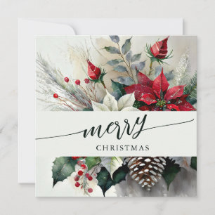 Cartão De Festividades Belo Buquê Floral de Natal