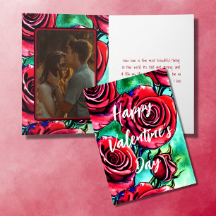 Cartão De Festividades Belo Dia de os namorados de FOTOGRAFIAS Rosas verm