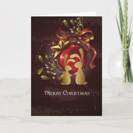 Cartão De Festividades Belo Dourado Bunnies, Mistura Feliz Natal