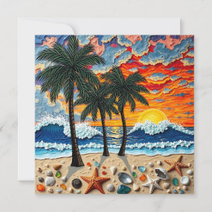 Cartão De Festividades Belo e Feliz Praia Dizer Oi