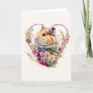 Cartão De Festividades Belo Hamster com Dia de os namorados de Flores Ros