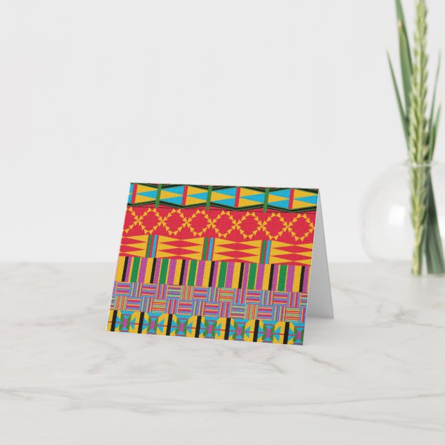 Cartão De Festividades Belo Kente Cloth Inspirava Kwanzaa Desejos (Frente)