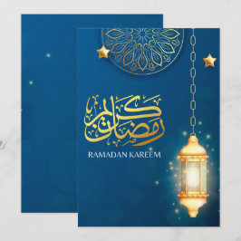 Cartão De Festividades Belo Lanterna Azul Ramadan Kareem Bençãos